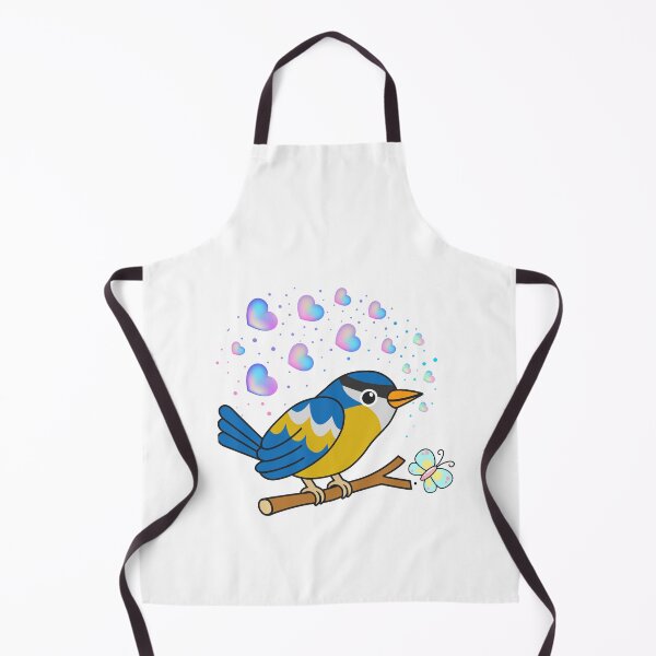 Item preview, Cheerful Blue Tit - Cute Yellow Bird with Shimmering Hearts designed and sold by Love3Happy.