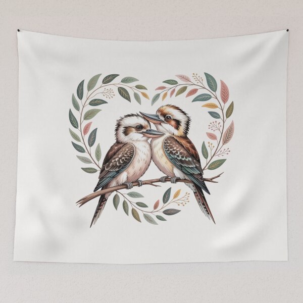 Item preview, Kookaburra Couple Love Heart - Romantic Australian Botanical Art designed and sold by Wennebabs.