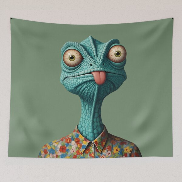 Item preview, Surreal Lizard Humanoid in Floral Shirt – Vintage Dictionary Art Illustration designed and sold by mitdz shop.