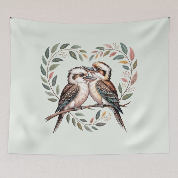 Item preview, Copy of Kookaburra Couple Love Heart - Romantic Australian Botanical Art designed and sold by Wennebabs.