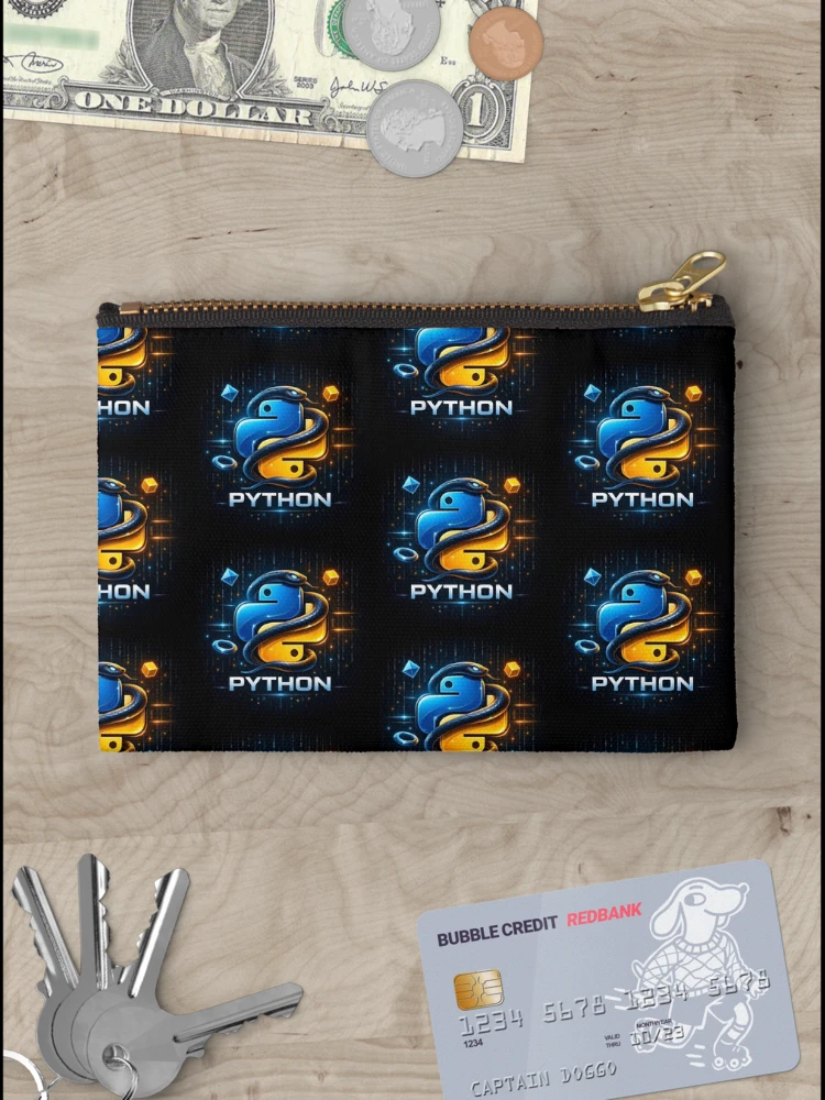 Thumbnail 3 of 4, Zipper Pouch, Python Programming Logo | Developer Tech designed and sold by PaperSkyDigital.