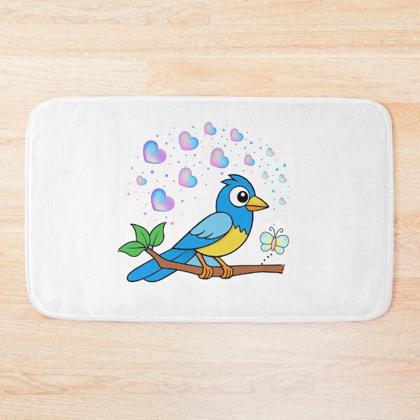 Item preview, Cheerful Bluebird - Cute Bird with Gradient Hearts and Butterfly designed and sold by Love3Happy.