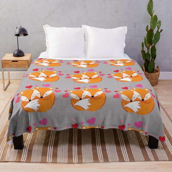 Item preview, Cute Cuddling Foxes Valentine Love Pattern Throw Blanket designed and sold by FestivityFinds.