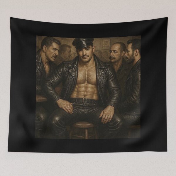 Item preview, Vintage Gay Leather Bar Daddy Hyperrealism Gay Pride Graphic Design designed and sold by ItsAKinkThing.