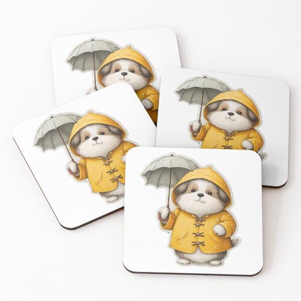 Item preview, Cute Raincoat Puppy With Umbrella designed and sold by Beachy Beasts.