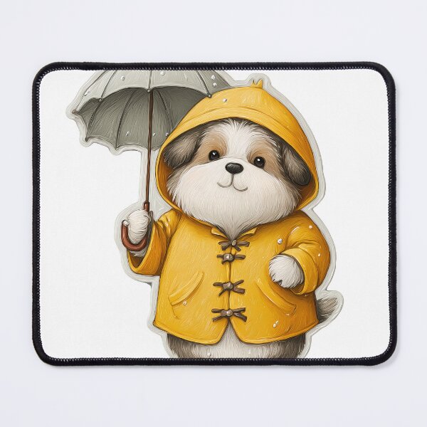 Item preview, Cute Raincoat Puppy With Umbrella designed and sold by Beachy Beasts.
