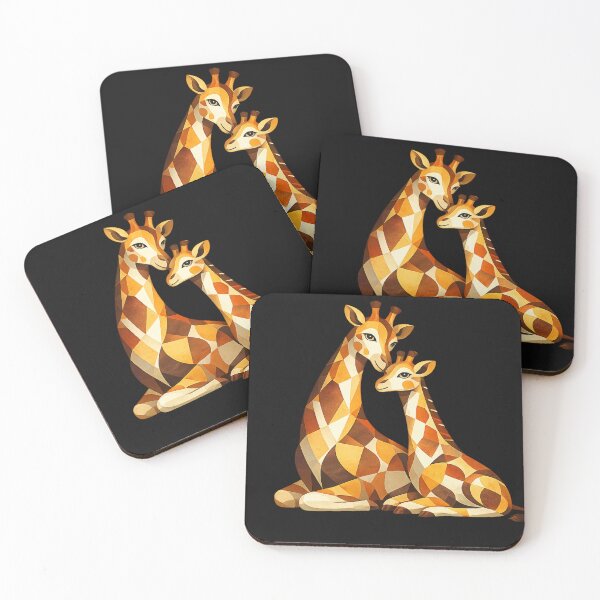 Item preview, Geometric Giraffe Couple – AI Generated Abstract Animal Art designed and sold by Cleora Art .