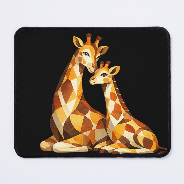 Item preview, Geometric Giraffe Couple – AI Generated Abstract Animal Art designed and sold by Cleora Visuals.