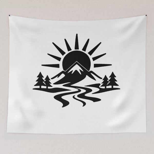 Item preview, Serene Nature Design with Mountains and Sun designed and sold by quietvisualsco.