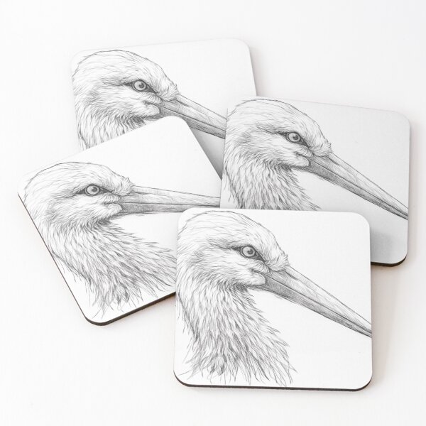 Item preview, Black and White Stork Pencil Portrait – Detailed Wildlife Bird Sketch Art Print designed and sold by Leon Woods Pencil Art.