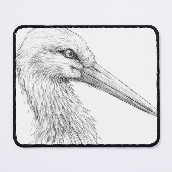 Item preview, Black and White Stork Pencil Portrait – Detailed Wildlife Bird Sketch Art Print designed and sold by Leon Woods Pencil Art.