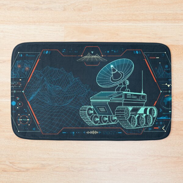 Item preview, telecommunication technology or warfare tech, graphic of lined military satellite dish vehicle with topography and system interface designed and sold by NiamLab.