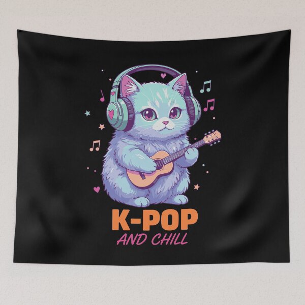 Item preview, K-POP And Chill Cute Korean Music Cat Anime designed and sold by LuminOrb.