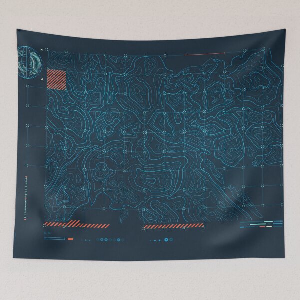 Item preview, warfare tech or military technology, graphic of terrain map with topographic interface designed and sold by NiamLab.