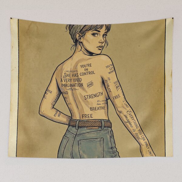 Item preview, She Has A Very Vivid Imagination - Vintage Empowered Tattoo Art designed and sold by Hen-C-Art.