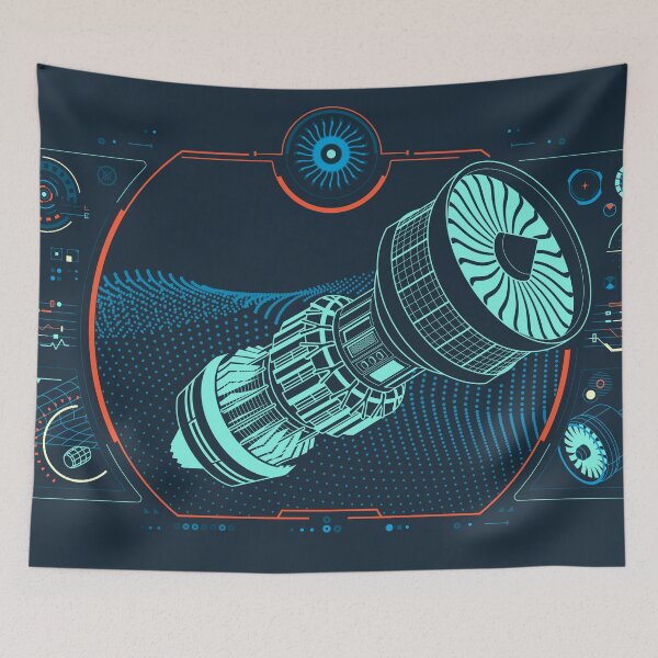 Item preview, Jet engine components analysis, graphic of airplane jet with aviation engineering interface designed and sold by NiamLab.