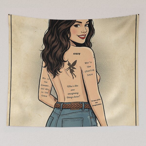 Item preview, Who Is The Dreamer? | Retro Pop Art Tattoo Girl designed and sold by Hen-C-Art.