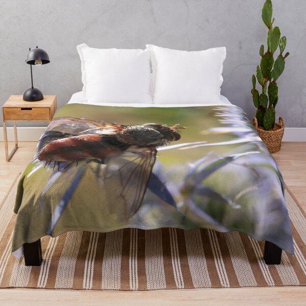 Item preview, Pollinator at Work: Macro Fly on Blue Thistle designed and sold by vikko-art.