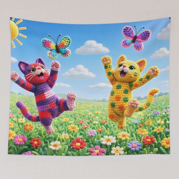 Item preview, Crocheted Cats in Flower Field designed and sold by cuprum.