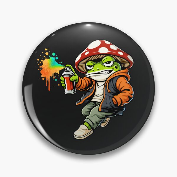 Item preview, Graffiti Frog with Mushroom Hat – Street Art Style Illustration designed and sold by ColorSplash123.