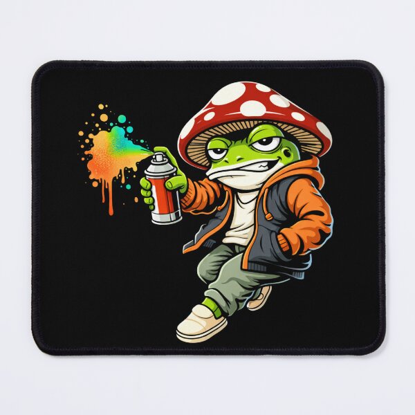 Item preview, Graffiti Frog with Mushroom Hat – Street Art Style Illustration designed and sold by ColorSplash123.