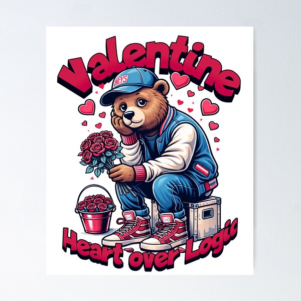 Artikelvorschau, Valentine Bear with Roses T-Shirt – Cute Romantic Graphic Tee entworfen und verkauft von InkForge Studio.