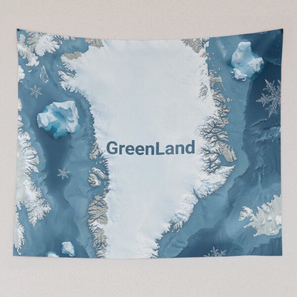 Item preview, Snowy Greenland Map Aerial Satellite View Art designed and sold by DGtaLrtcom.