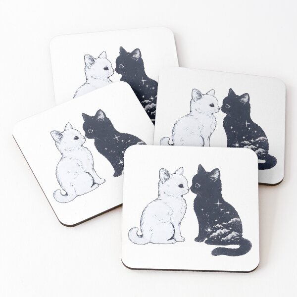Item preview, Yin Yang Cats – Light and Dark Cat Illustration designed and sold by Senkov.