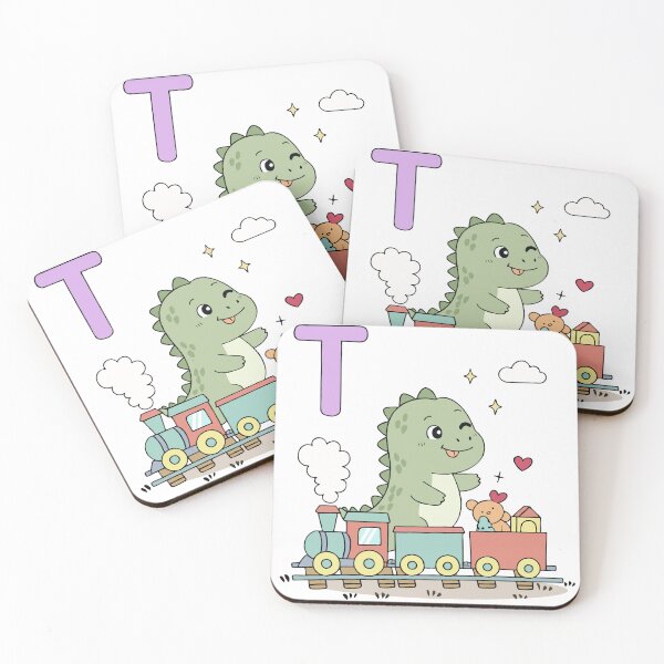 Item preview, T for Train – Cute Dinosaur Alphabet Illustration for Kids designed and sold by MeeraArts&Crafts.
