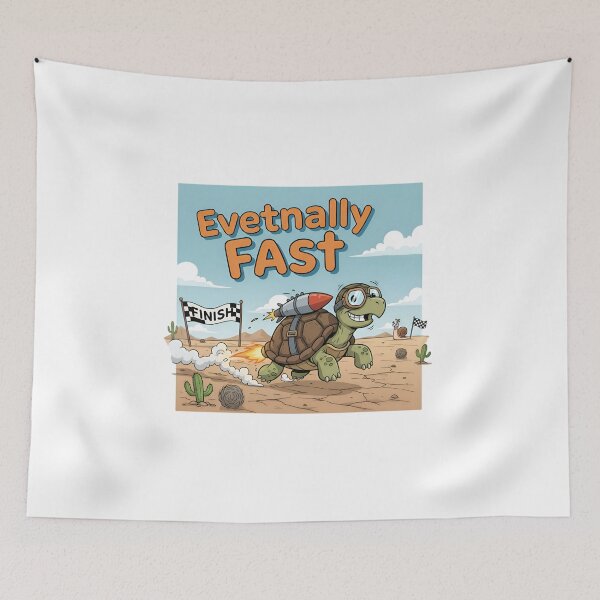Item preview, Eventually Fast Rocket Turtle Funny Slow Animal Pun designed and sold by LowBattery Social Club.