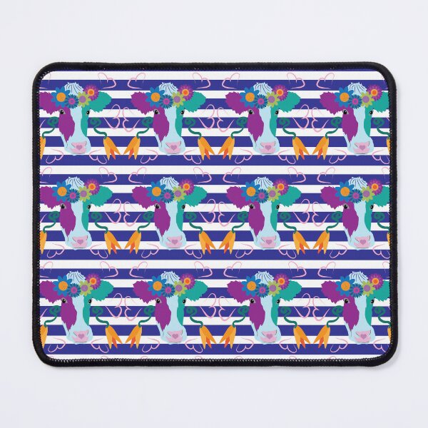 Item preview, Happy Holstein Purple & Teal on Blue Horizontal Stripe designed and sold by Digitalmyth's Designs.