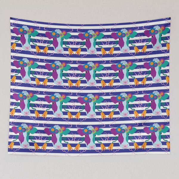 Item preview, Happy Holstein Purple & Teal on Blue Horizontal Stripe designed and sold by Digitalmyth's Designs.