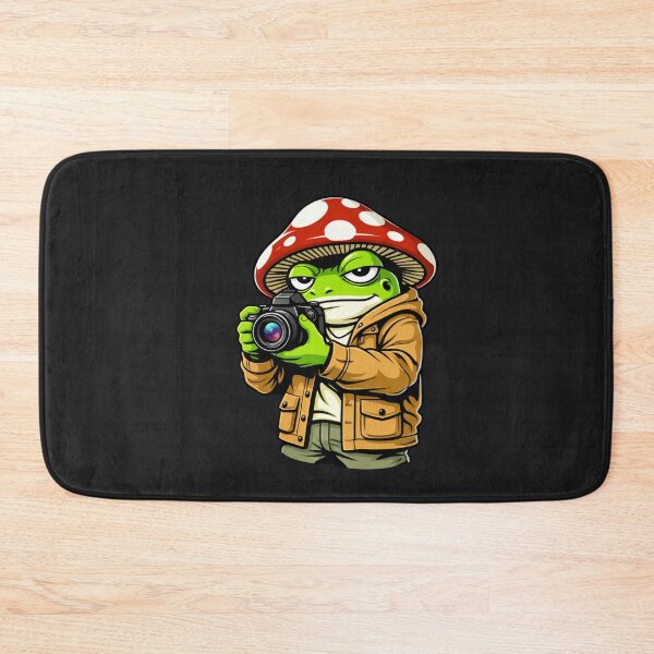 Item preview, Photographer Frog with Mushroom Hat – Creative Lifestyle Illustration designed and sold by ColorSplash123.