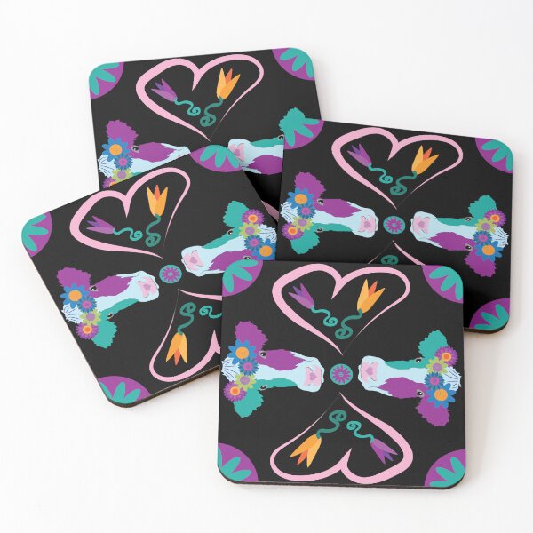 Item preview, Happy Holstein Purple & Teal Duo on Black designed and sold by Digitalmyth's Designs.
