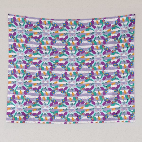 Item preview, Happy Holstein Purple & Teal Quad on Lavender Horizontal Stripe designed and sold by Digitalmyth's Designs.