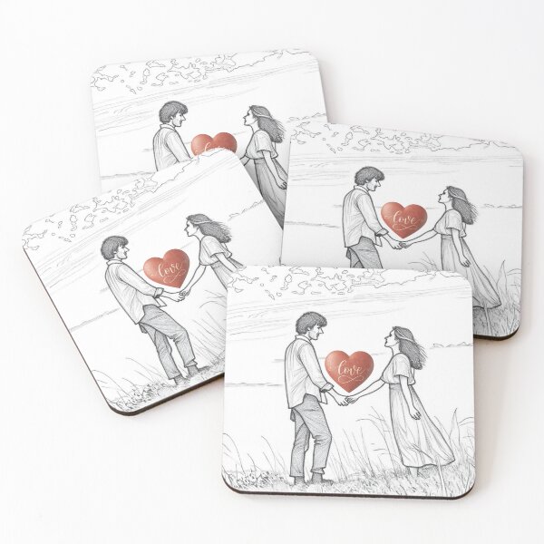 Item preview, Romantic Valentine’s Day Sketch Couple Holding Hands | Love Heart Art designed and sold by A1MarketDesigne.