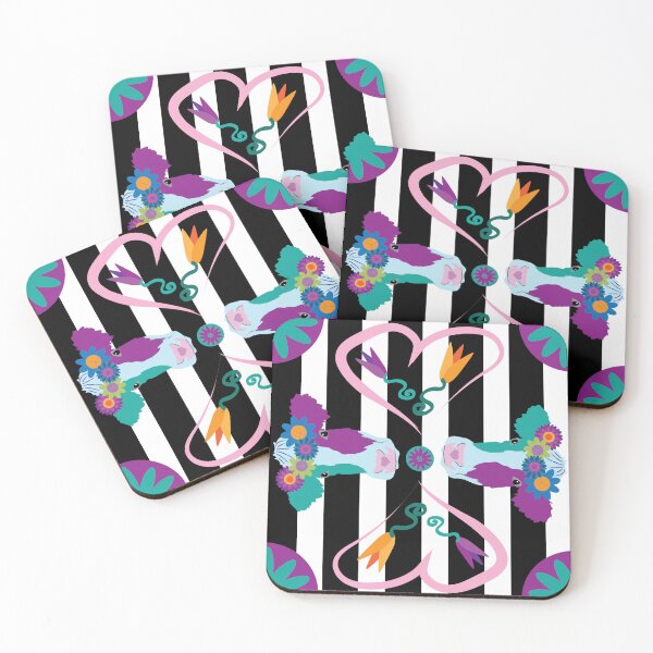 Item preview, Happy Holstein Purple & Teal Duo on Black Vertical Stripe designed and sold by Digitalmyth's Designs.
