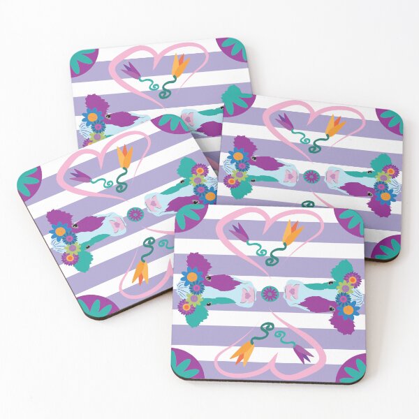 Item preview, Happy Holstein Purple & Teal Duo on Lavender Horizontal Stripe designed and sold by Digitalmyth's Designs.