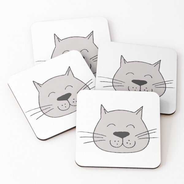 Item preview, Cute Happy Big Nosed Cat Face, Hand Drawn designed and sold by FourAcreFarm.