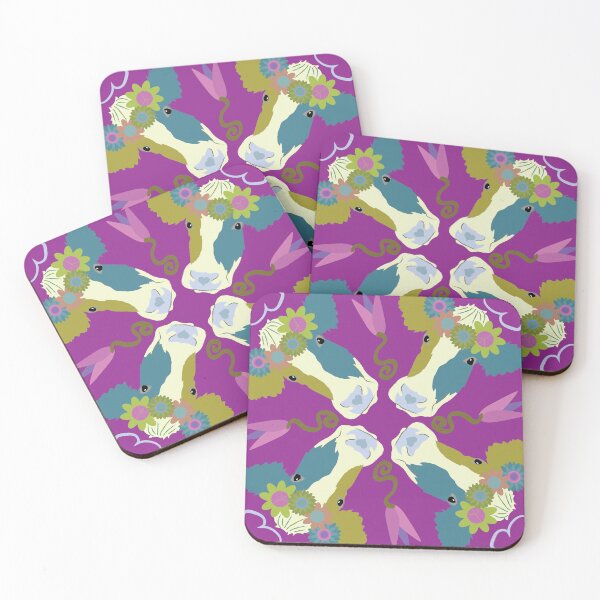 Item preview, Happy Holstein Olive & Teal Quad on Purple designed and sold by Digitalmyth's Designs.