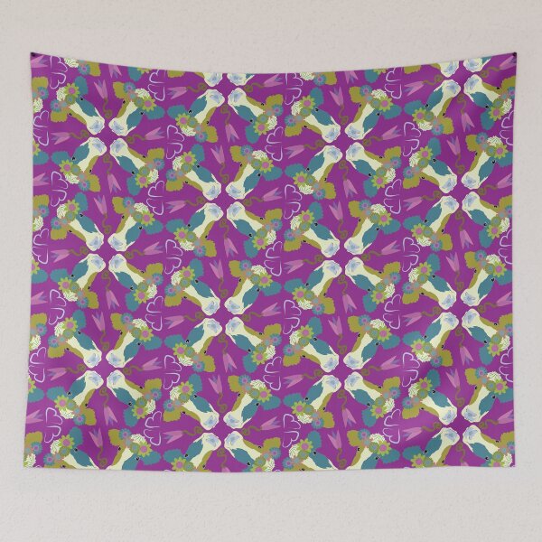 Item preview, Happy Holstein Olive & Teal Quad on Purple designed and sold by Digitalmyth's Designs.
