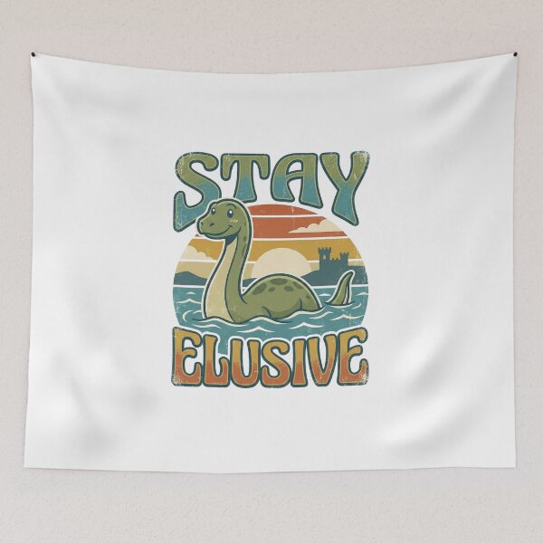 Item preview, Stay Elusive Loch Ness Monster Nessie Funny Retro Vintage 70s Sticker designed and sold by Pingi-shop.
