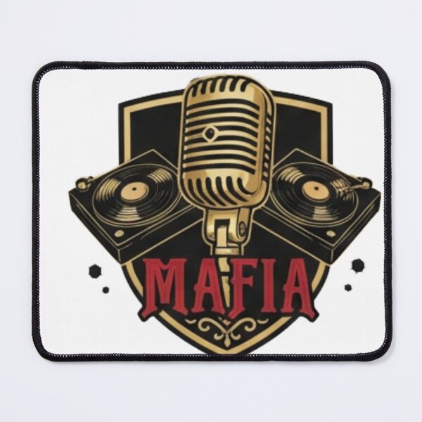 Item preview, Golden microphone on a coat of arms with two classic record players. designed and sold by Rebel-Youth.