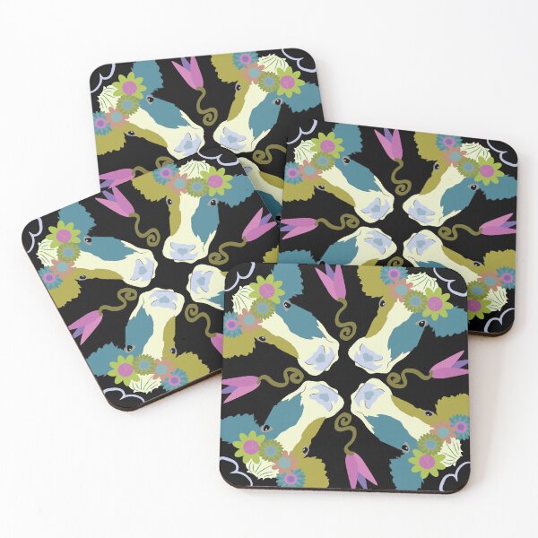Item preview, Holstein Olive & Teal Quad on Black designed and sold by Digitalmyth's Designs.