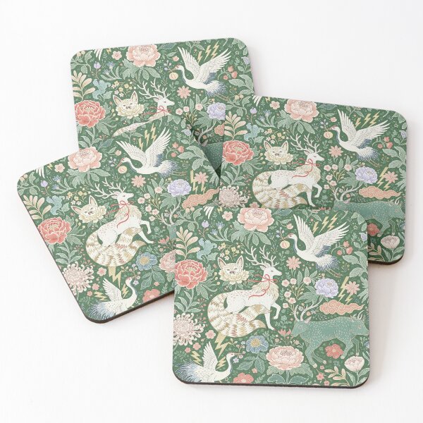 Item preview, Mythical Forest Folklore Kitsune Crane Deer Pattern designed and sold by zzz888.