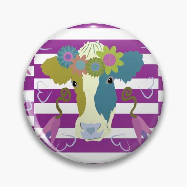 Item preview, Happy Holstein Olive & Teal on Purple Horizontal Stripe designed and sold by Digitalmyth's Designs.