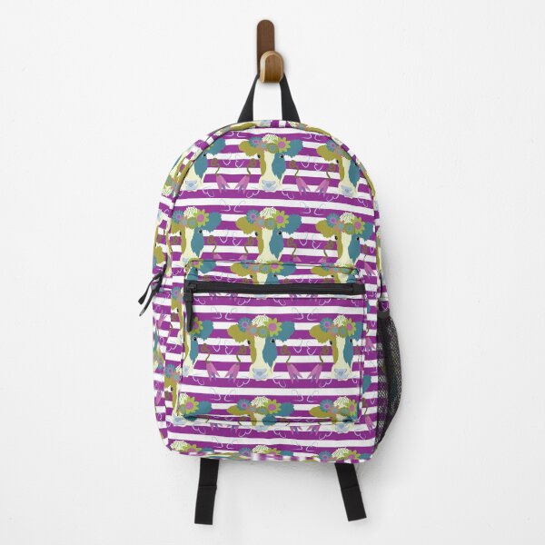Item preview, Happy Holstein Olive & Teal on Purple Horizontal Stripe designed and sold by Digitalmyth's Designs.