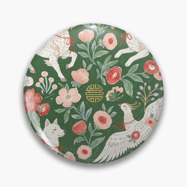 Item preview, Asian Folklore Mythical Beasts Floral Pattern designed and sold by zzz888.