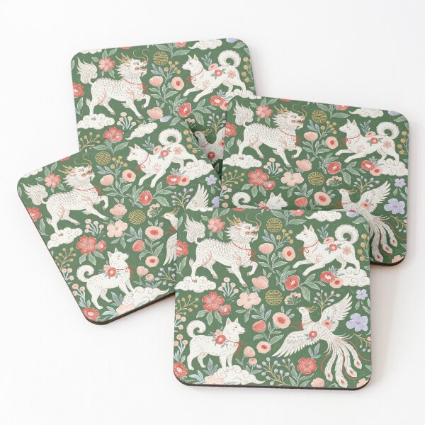 Item preview, Asian Folklore Mythical Beasts Floral Pattern designed and sold by zzz888.