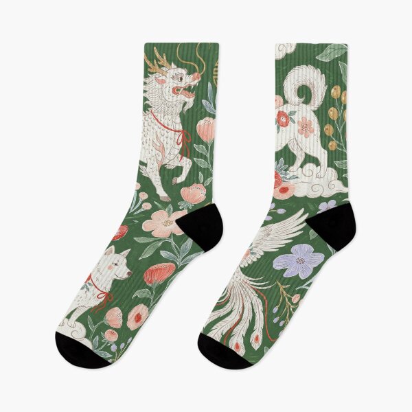 Item preview, Asian Folklore Mythical Beasts Floral Pattern designed and sold by zzz888.